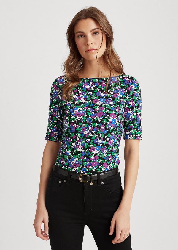 Women's Ralph Lauren Floral Cotton-Blend Tops | 012389AMT